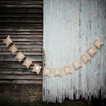 Banner Boda Just Married Tela