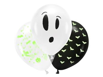Globos Halloween UV Mix látex 27cm (3uds)
