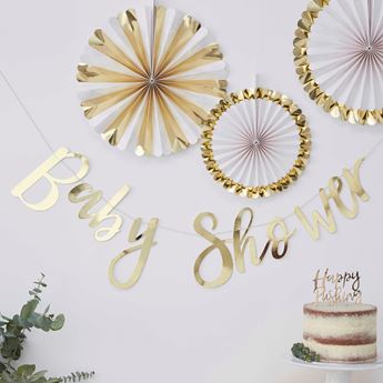 Banderín Baby Shower Dorado elegante