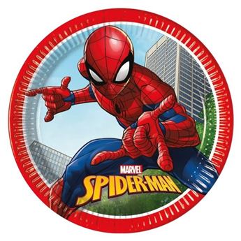 Platos de Spiderman cartón 23cm (8 unidades)