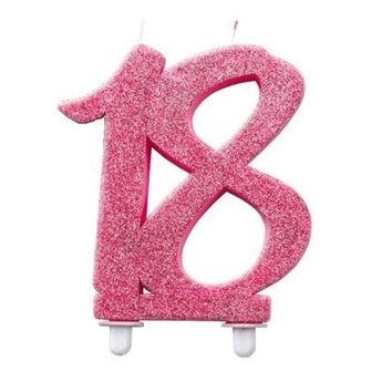 Vela 18 Cumpleaños Rosa Glitter (12cm)
