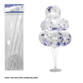 Centro de Mesa con Globos Confeti Azul