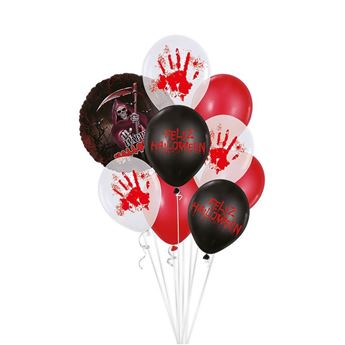 Globos Feliz Halloween Manos Sangrientas (9 unidades)