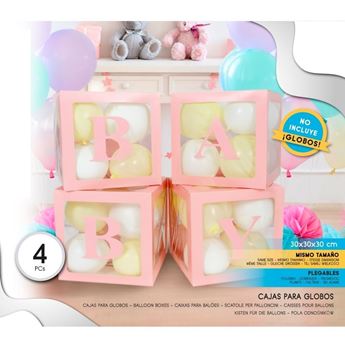Cajas Decorativas BABY Rosa para Globos (4 unidades)