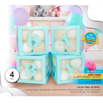 Cajas Decorativas BABY Azul para Globos (4 unidades)