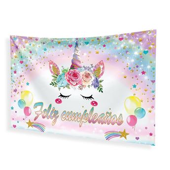 Fondo Feliz Cumpleaños Unicornio Tela (120cm x 68cm)