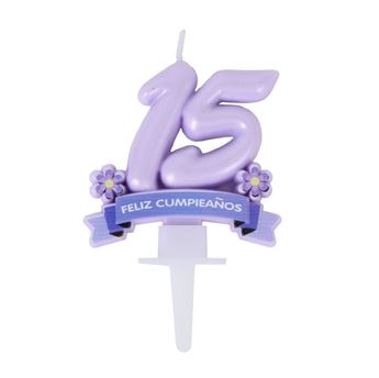 Vela 15 Cumpleaños Lila 7cm