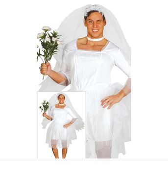 Disfraz Novia Hombre XL (Talla 54-56) con Velo