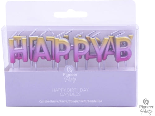VELAS FELIZ CUMPLEAÑOS OMBRÉ ORO ROSA