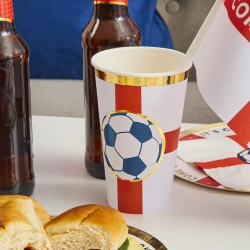 VAMOS, FÚTBOL INGLATERRA, VASOS DE PAPEL GIGANTES DE 8 PACKS 16 OZ