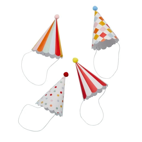 GORROS DE CIRCO CON POMPONES - PACK DE 8