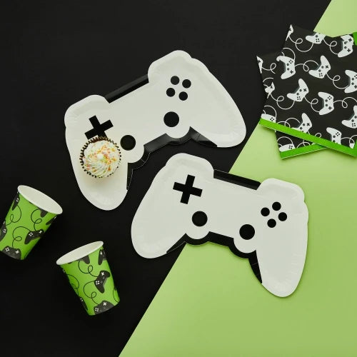 PLATO DE PAPEL CON MANDO DE JUEGO PACK DE 8