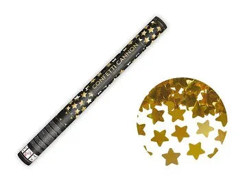 CAÑÓN CONFETI CON ESTRELLAS, ORO, 60 CM