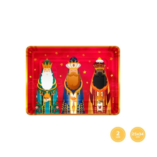 BANDEJAS RECTANGULARES REYES MAGOS 2 UNIDADES, 25x34 CM