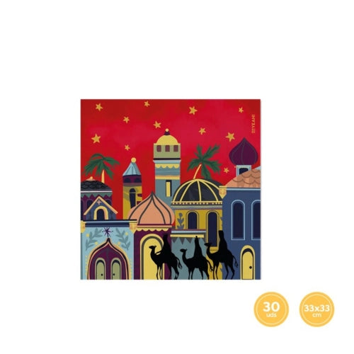 SERVILLETAS REYES MAGOS 30 UDS, 33x33 CM