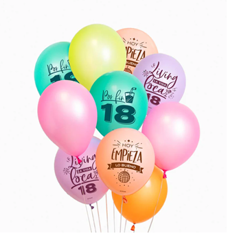 Bouquet Globos Felices 18 Años Látex (10 unidades)