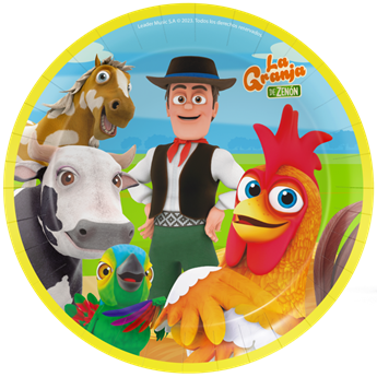 Platos La Granja de Zenón cartón 23cm (8 unidades)