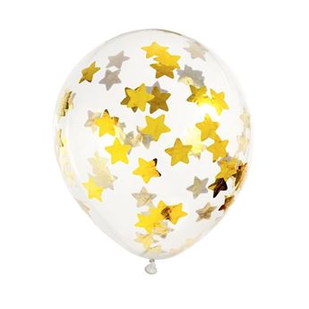 Globos Confeti Estrellas Doradas Látex (6 unidades)