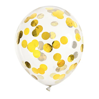 Globos Confeti Círculos Dorados Látex (6 unidades)