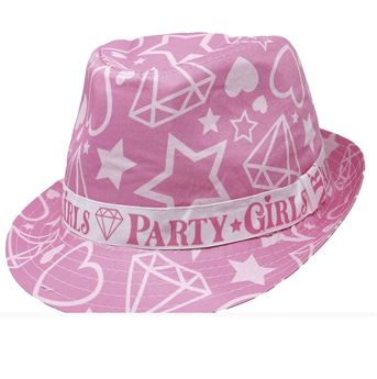 Sombrero Fedora Rosa Girls Party Tela Despedida
