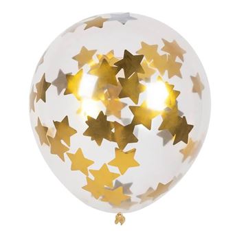 Globos Confeti Estrellas Doradas Premium Látex (5 unidades)