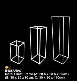 Juego de 3 Pedestales Metal Rectangulares 30 x 30cm, x 65cm, x 90cm, x 110cm Blanco