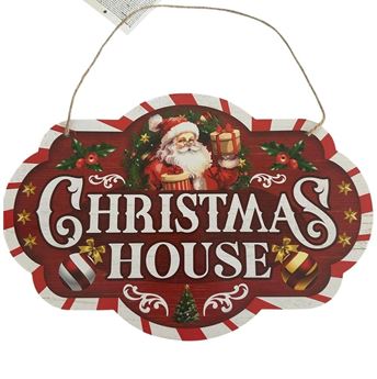 Letrero de Madera Navideño Christmas House 34x19cm