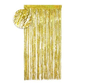 Cortina de Flecos ondulada Oro Holográfica (2m x 1m)