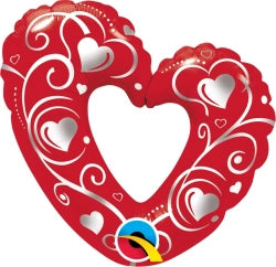 14 "Forma de corazones y filigrana roja