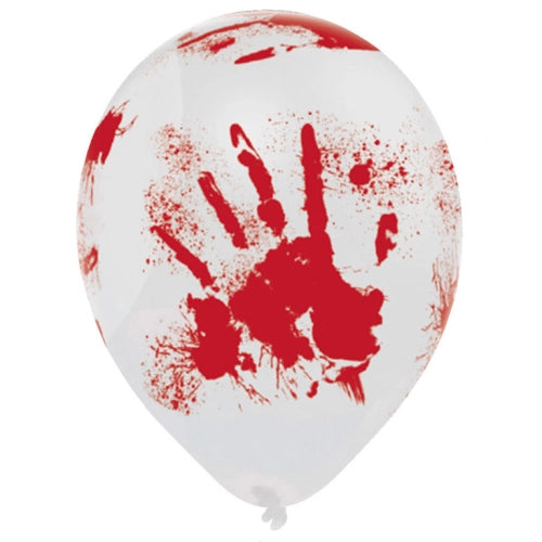 6 GLOBOS DE LÁTEX MANO ENSANGRENTADA 25,4 CM / 10"