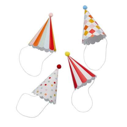 GORROS DE CIRCO CON POMPONES - PACK DE 8