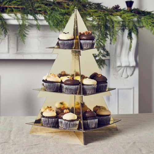 SOPORTE DORADO PARA TARTAS DE ÁRBOL DE NAVIDAD