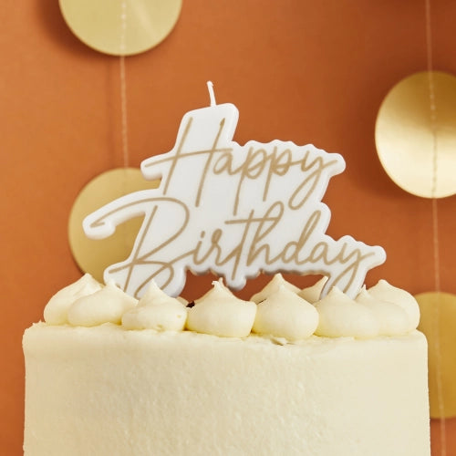 VELA DE CERA DE CUMPLEAÑOS FELIZ ORO