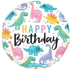 DINOS COLORIDOS DE CUMPLEAÑOS DE 18 RONDAS PRIMA FOIL