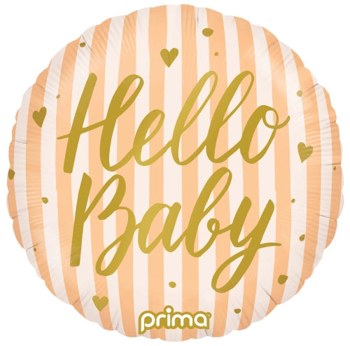 18 REDONDO HOLA BEBÉ MELÓN RAYAS PAPEL FOIL PRIMA