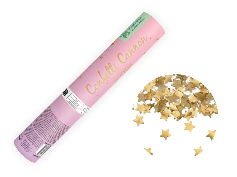 CAÑÓN DE CONFETI CON ESTRELLAS 20CM